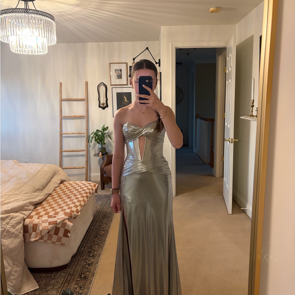 Sherri Hill Metallic Strapless Gown
